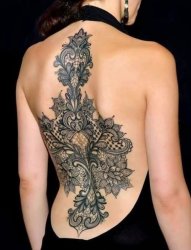 多款个性蕾丝花边植物素材简单线条花朵纹身图案