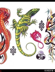 一款恐怖的蛇纹身手稿四素材