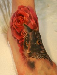 多款关于猫咪的超写实3d彩绘水彩可爱纹身图案