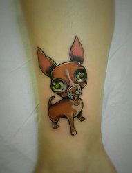可爱活泼的小动物小狗纹身图案