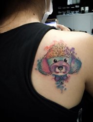 惹人喜爱的彩绘技巧可爱小动物小狗纹身图案