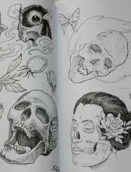 个性黑白骷髅头纹身手稿