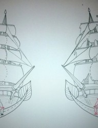 艺术手绘大帆船刺青