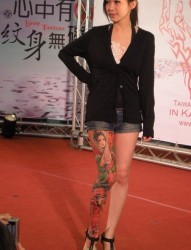 美女腿部古装古典女子纹身展示