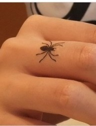 手指上的小蜘蛛刺青图片欣赏