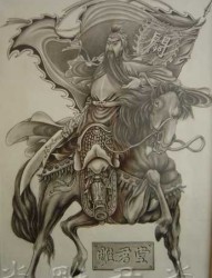 马背上的关羽纹身素材图