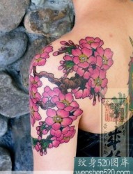 漂亮的红色樱花纹身