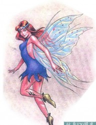 带彩色翅膀的女天使刺青
