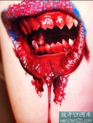 恐怖的血盆大口纹身图案