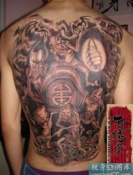 日本风格满背鬼纹身图片