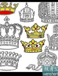 一组简单的皇冠纹身图案