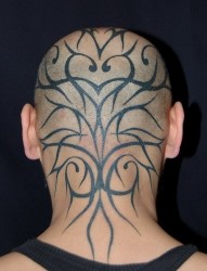 男士头部个性后脑纹身图案