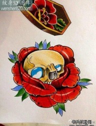 一张小巧潮流的骷髅玫瑰