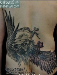 背部帅气的死神翅膀纹身图案