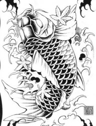 一款超酷的鲤鱼手稿纹身图片