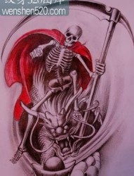 纹身图案：男人纹身图案之帅气霸气的招财死神龙骷髅纹身图案（精品）