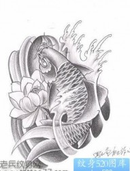 一张黑灰鲤鱼纹身手稿