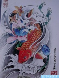 鲤鱼纹身手稿由纹身520图库为你提供