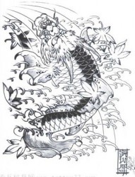一张鳌鱼跃龙门纹身图片
