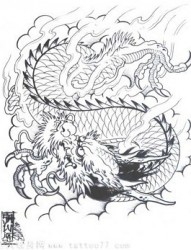 一张中国传统三爪龙纹身图片欣赏