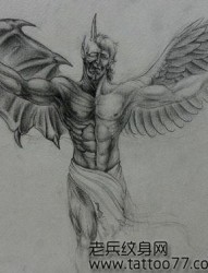 流行经典的天使恶魔纹身手稿