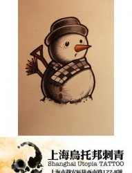 一张前卫流行的小雪人纹身手稿