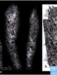 手臂帅气前卫的欧美机械花臂纹身图片