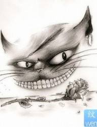 一张很酷邪恶的猫咪纹身手稿