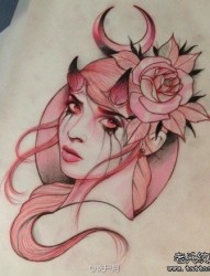 一张漂亮的恶魔美女纹身