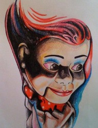 一张前卫经典的欧美小丑纹身手稿