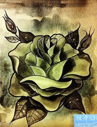 唯美前卫的一张玫瑰花纹身手稿