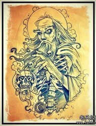 流行很酷的一张欧美巫师纹身手稿