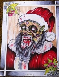 另类很酷的一张僵尸圣诞老人纹身图片