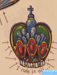 一张彩色皇冠手稿纹身图