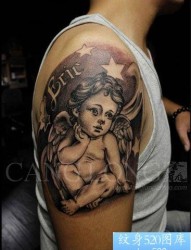 手臂可爱流行的小天使纹身图片