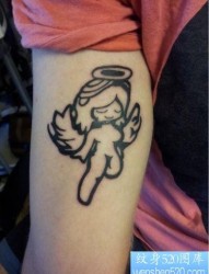 女人手臂图腾天使纹身图