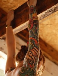 女士手臂花臂也有爱纹身