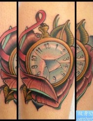 纹身图库推荐一张欧美时钟纹身图片