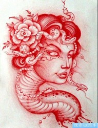 推荐一张喷墨怪异女性物纹身手稿