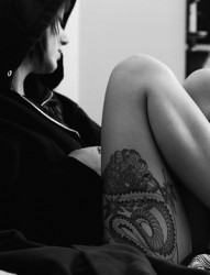 女人大腿龙刺青