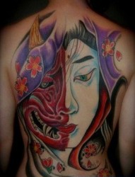 日本纹身图片：满背日本般若纹身图案