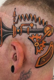 欧美头部school喇叭机械纹身图案