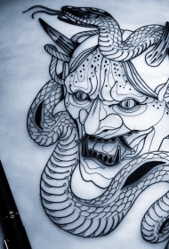 school般若蛇个性纹身图案手稿