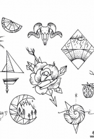 小清新school花蕊植物小图案纹身图案手稿