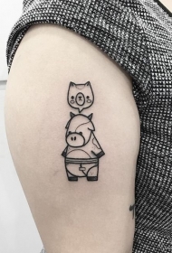 小清新tattoo奶牛熊可爱纹身图案