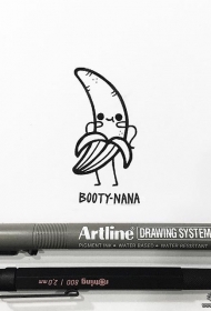卡通可爱的香蕉纹身图案手稿