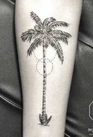 小臂点刺线条椰树tattoo纹身图案