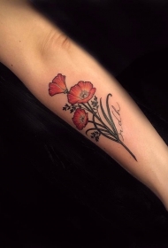 小臂小清新欧美花卉纹身图案