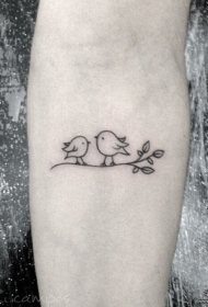 小臂小清新鸟简约纹身图案