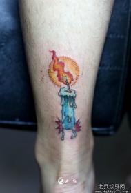 脚部欧美蜡烛彩绘纹身tattoo图案